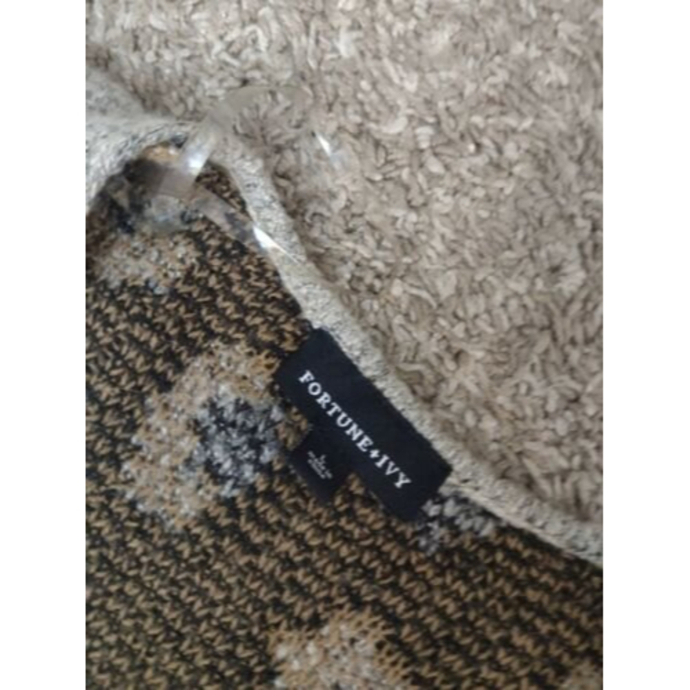 Leopard Print Open Front Cardigan - Gray/Tan - Picture 3 of 4